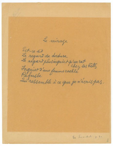 Le mirage. Autograph poem.