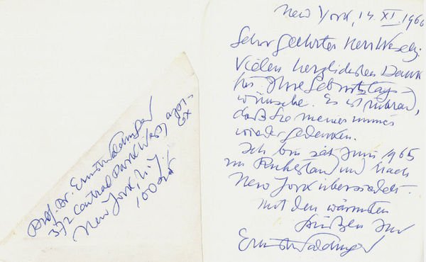 Eigenh. Billett mit U.