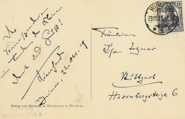 Eigenh. Bildpostkarte mit U. ("Lienhard").