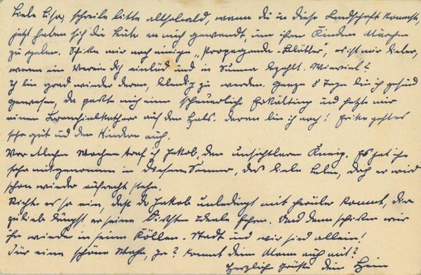 Eigenh. Postkarte mit U. ("Hein").