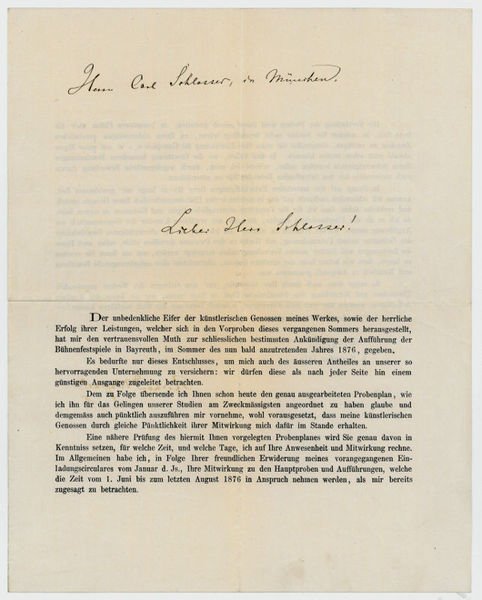 Printed invitation with autograph address signed.