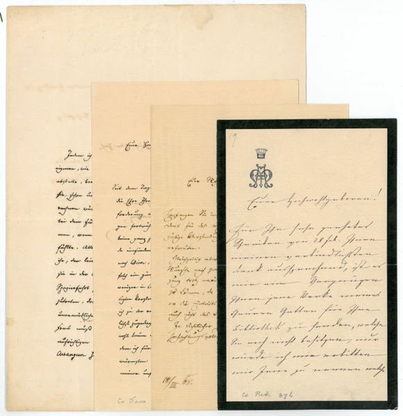 3 eigenh. Briefe mit U. ("A." bzw. "Ant. Auersperg").