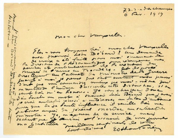 Autograph letter signed.