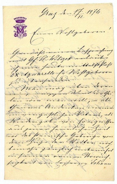 Eigenh. Brief mit U. ("Franz Gf. Meran").