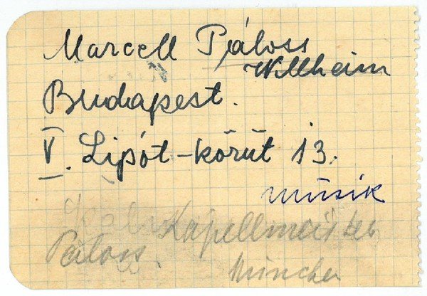 Notizzettel mit eigenh. Namenszug und Adresse.