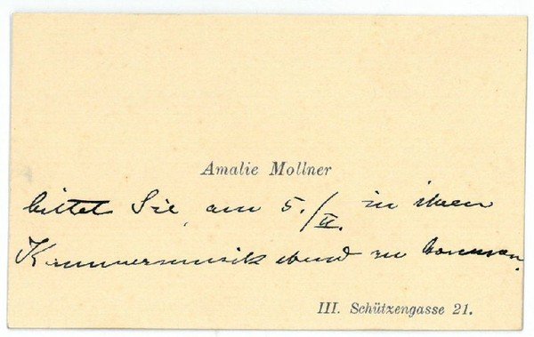 Visitkarte mit eigenh. Notiz.