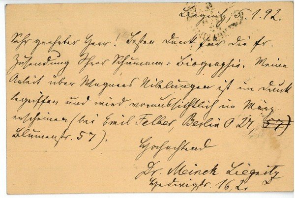 Eigenh. Postkarte mit U.