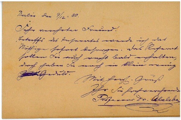 Eigenh. Postkarte mit U.