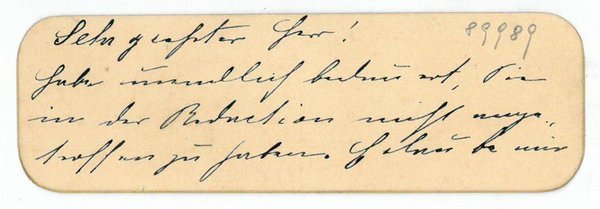 Eigenh. Briefkärtchen mit U.