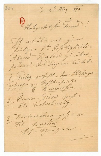 Eigenh. Brief mit U. ("MDurst").