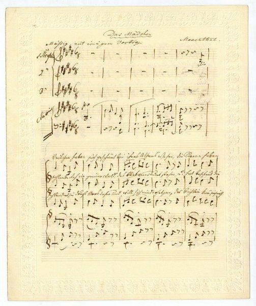 Das Mädchen. Autograph musical manuscript signed ("Dessauer") and dedicated.