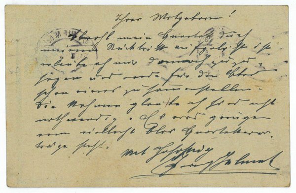 Eigenh. Postkarte mit U.