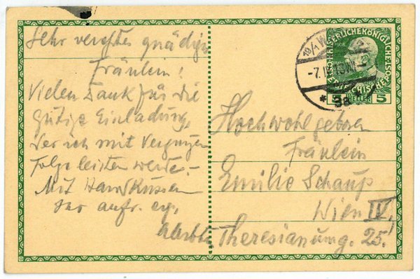 Eigenh. Postkarte mit U. ("Arbter").