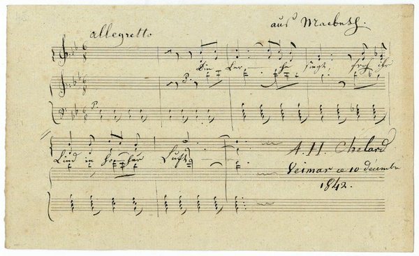 Eigenh. musikalisches Albumblatt mit U. ("A. H. Chelard").