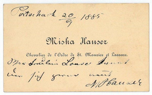 Eigenh. Visitenkarte mit U. ("M. Hauser").