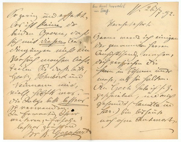 Eigenh. Brief mit U. ("K. Goepfart").