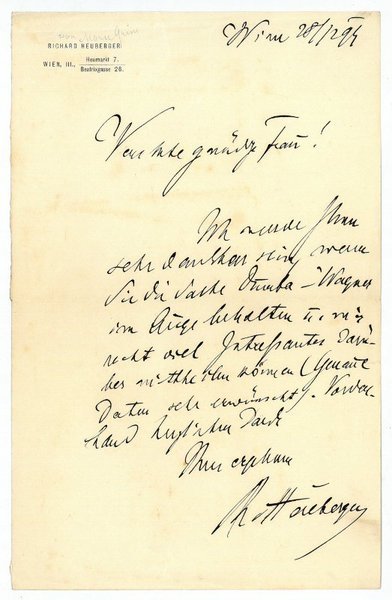 Eigenh. Brief mit U. ("R. Heuberger").