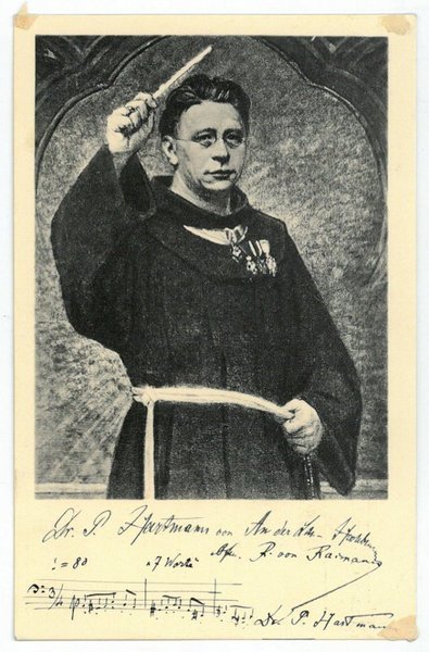 Portraitpostkarte mit eigenh. Notenzeile und U.