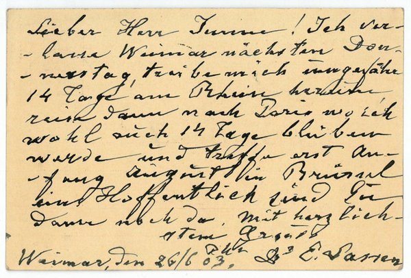 Eigenh. Postkarte mit U.