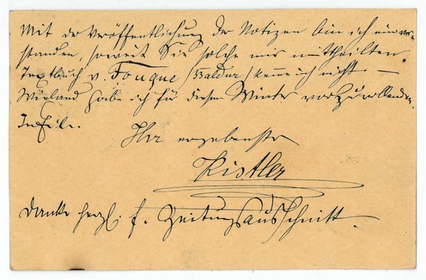 Eigenh. Postkarte mit U.