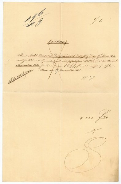 Autograph receipt signed ("Elisabeth").