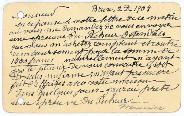 Eigenh. Briefkarte mit U. ("CMeunier").