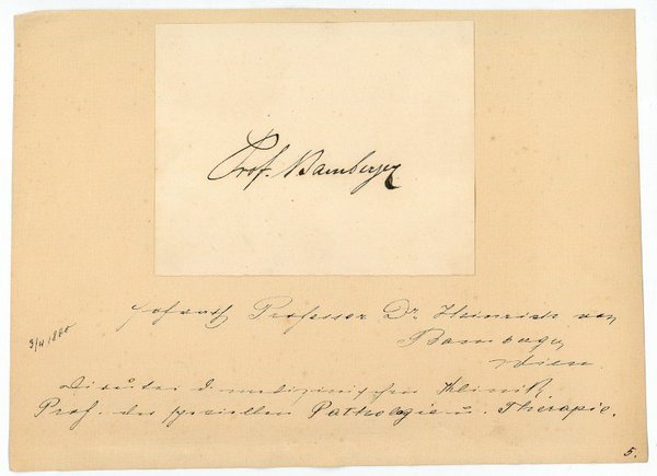 Albumblatt mit eigenh. U. ("Prof. Bamberger").