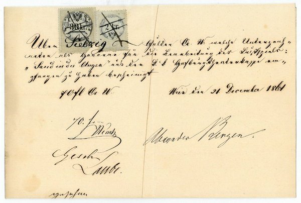 Quittung mit eigenh. U. ("Alexander Bergen").