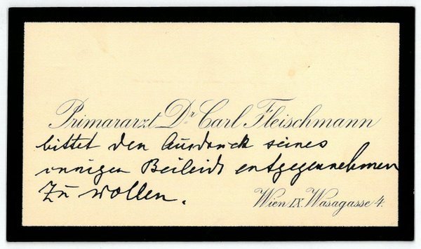 Eigenh. Visitenkarte.