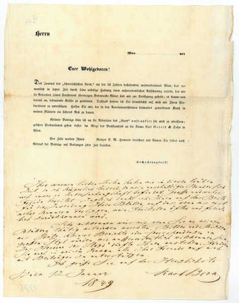 Schriftstück mit eigenh. U.