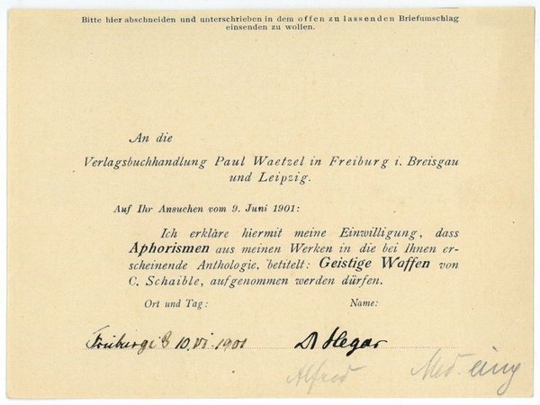 Schriftstück mit eigenh. U.