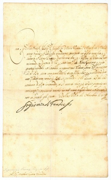 Brief mit eigenh. U. ("Sigismondo Francesco").