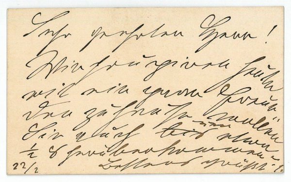 Eigenh. Visitenkarte.