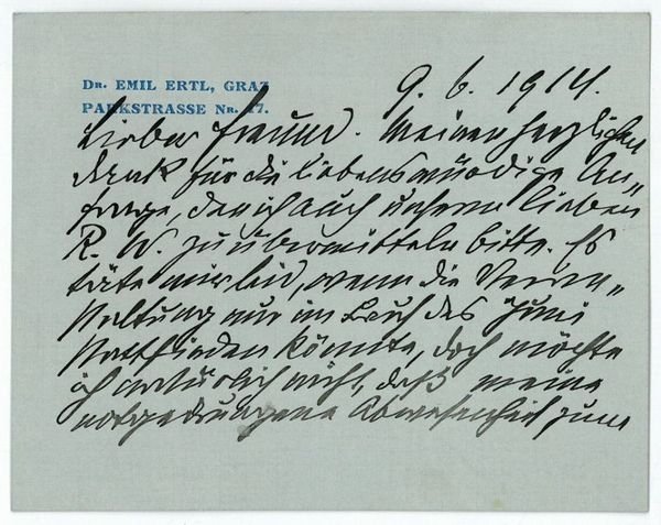 Eigenh. Briefkarte mit U.
