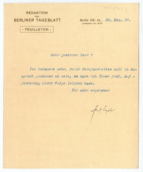 Ms. Brief mit eigenh. U.