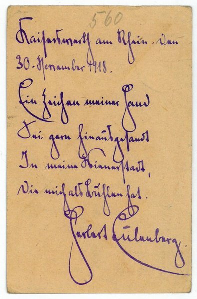 Eigenh. Postkarte mit U.