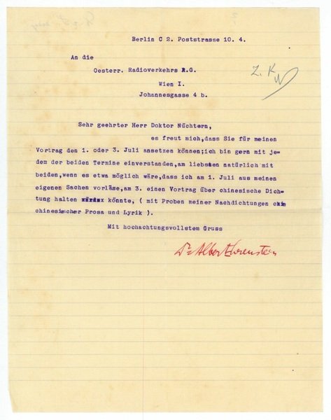 Ms. Brief mit eigenh. U.