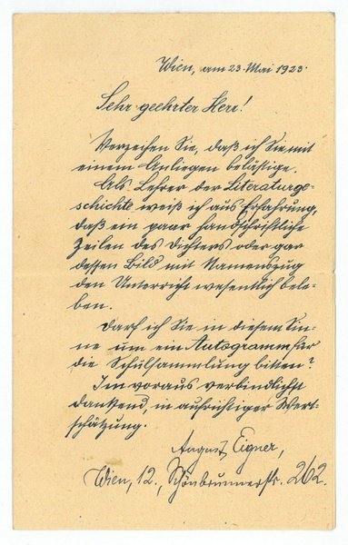 Eigenh. Brief mit U.