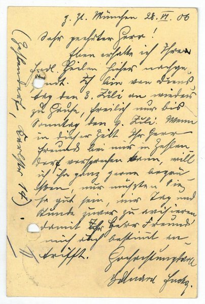 Eigenh. Postkarte mit U.