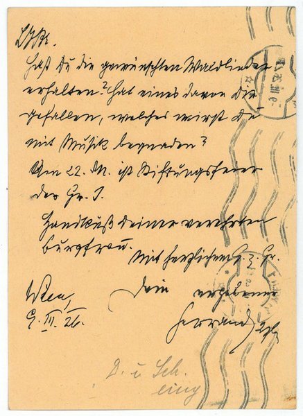 Eigenh. Postkarte mit U.