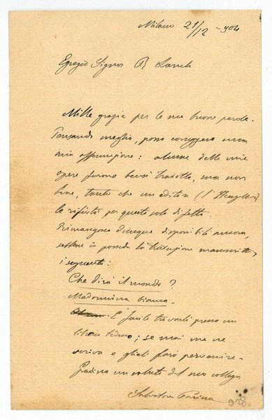Eigenh. Brief mit U.
