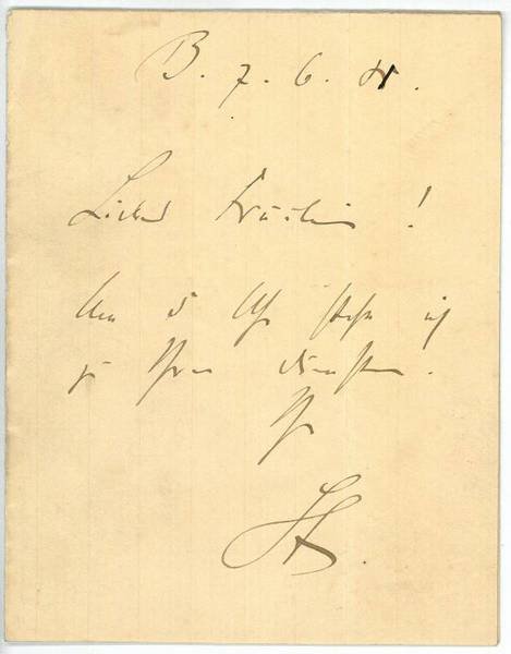 Eigenh. Mitteilung mit U. ("St.").