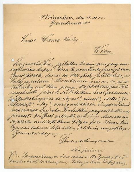 Eigenh. Brief mit U.