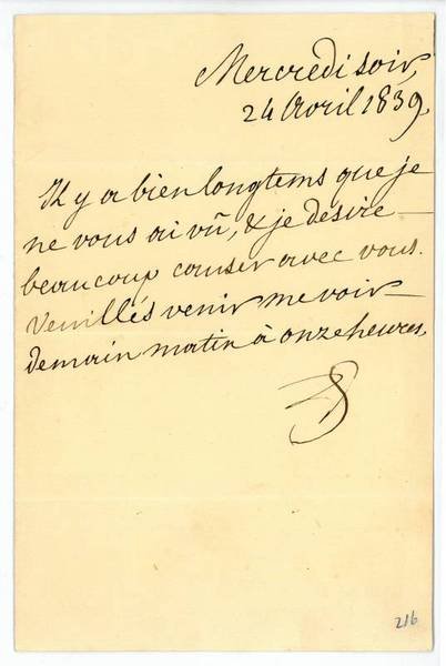 Billet mit eigenh. Paraphe.