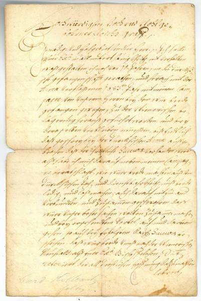 Eigenh. Antwortentwurf mit U. auf Rückseite einer Supplik von Schreiberhand.