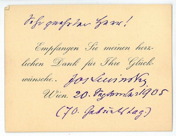 Gedr. Dankeskarte mit eigenh. U.