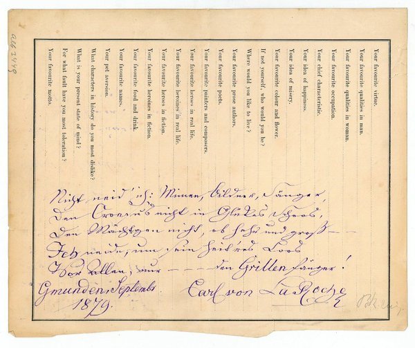 Eigenh. Albumblatt mit U.