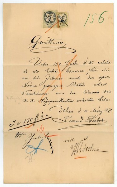 Eigenh. Quittung mit U.