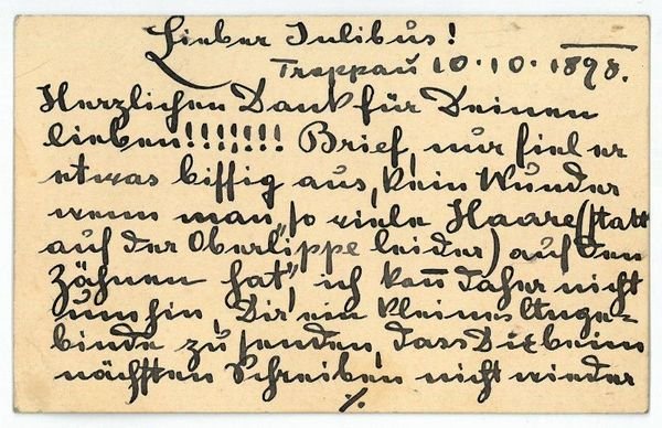 Eigenh. Briefkarte mit U.