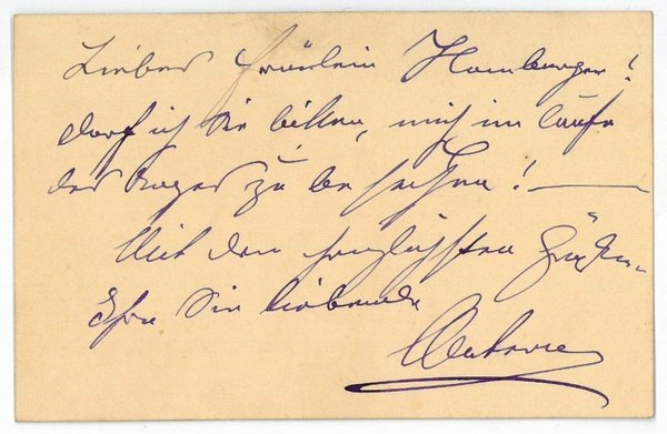 Eigenh. Visitenkarte mit U.